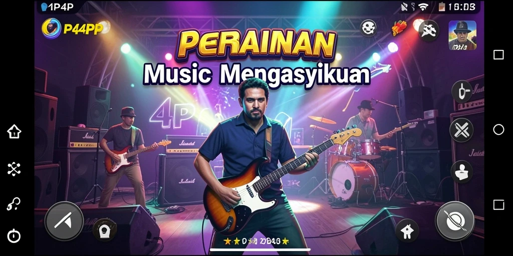 Tampilan gameplay 4P4P yang penuh warna dan interaktif.