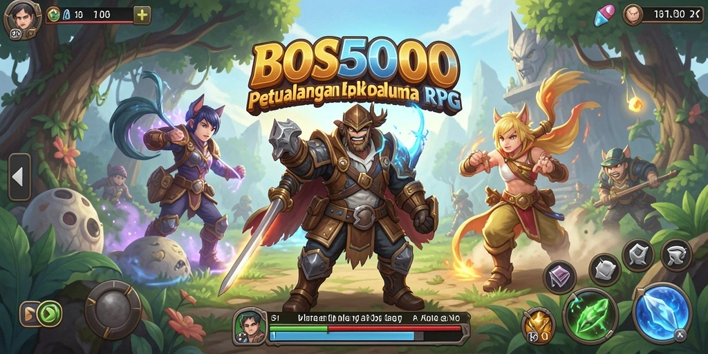 Gameplay menarik dengan karakter dan dunia fantasi dalam BOS5000.