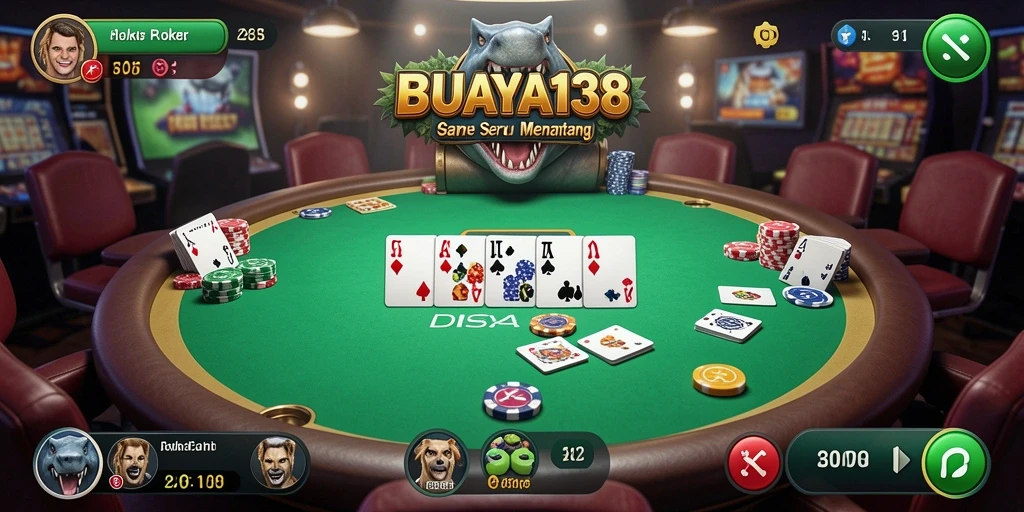 Tangkapan layar BUAYA138 menunjukkan momen seru di permainan Poker.