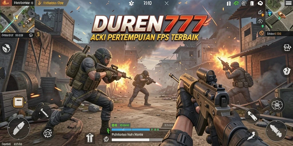 Screenshot tampilan aksi seru dalam gameplay FPS DUREN777.