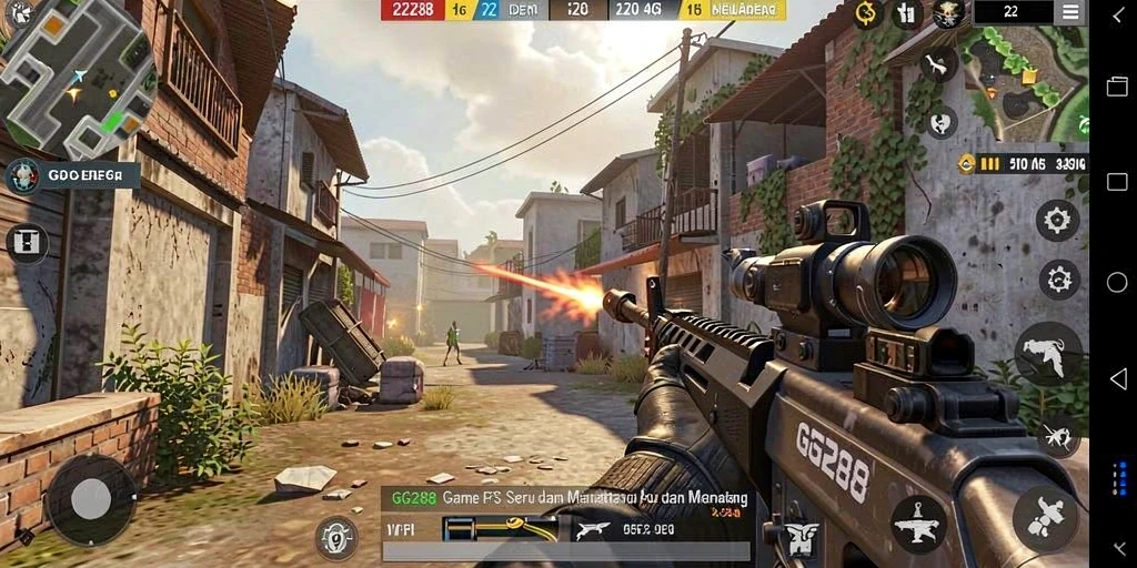 Tampilan gameplay GG288 yang penuh aksi dan strategi FPS.