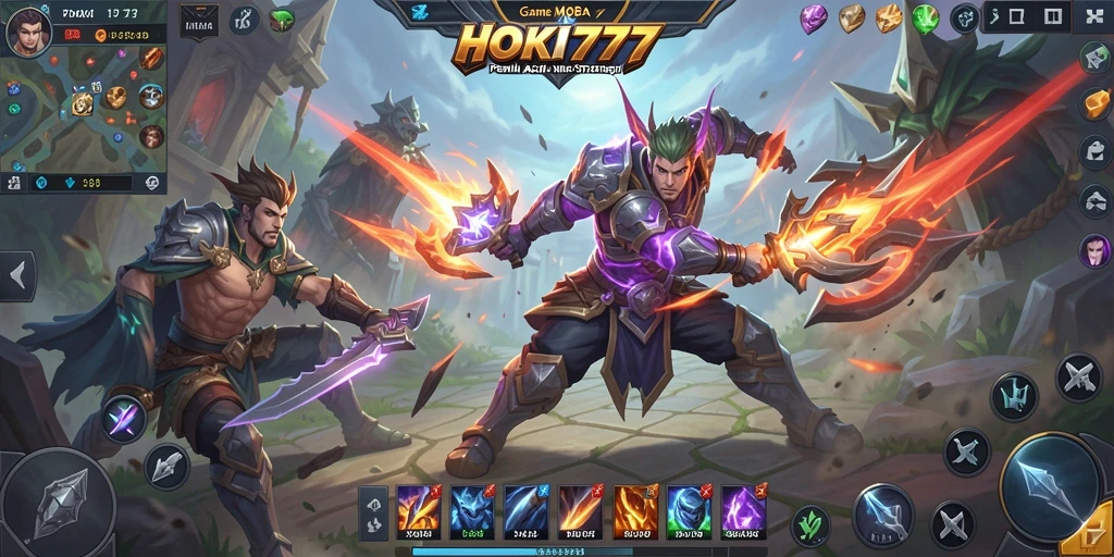 Gameplay seru HOKI777 dengan aksi MOBA yang intens.