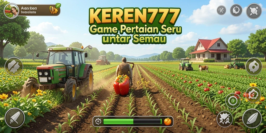 Tampilan gameplay KEREN777 yang memukau dengan ladang bertani.