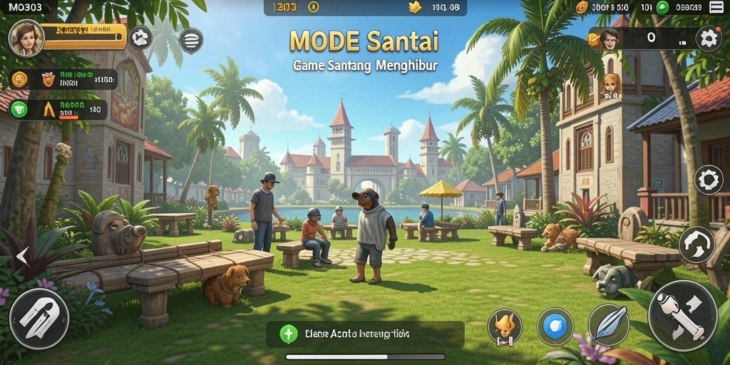 Tampilan gameplay MODE303 yang ceria dan menghibur.