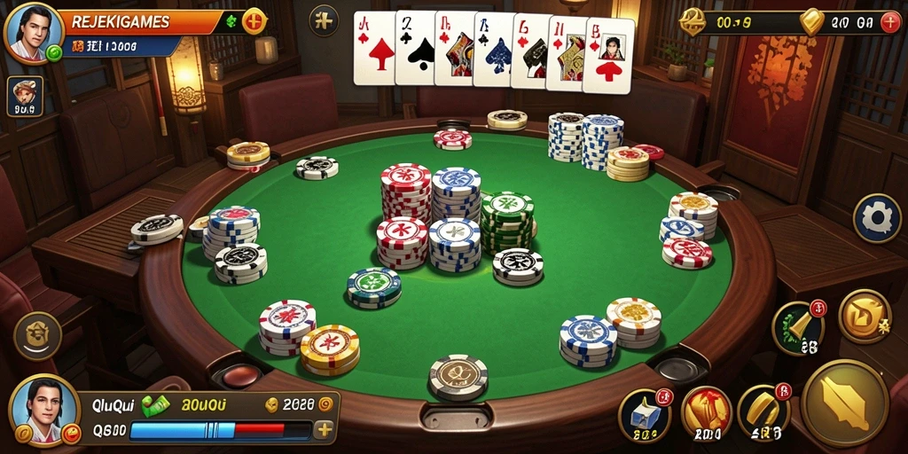 Screenshot utama REJEKIGAMES menampilkan gameplay QiuQiu yang seru.