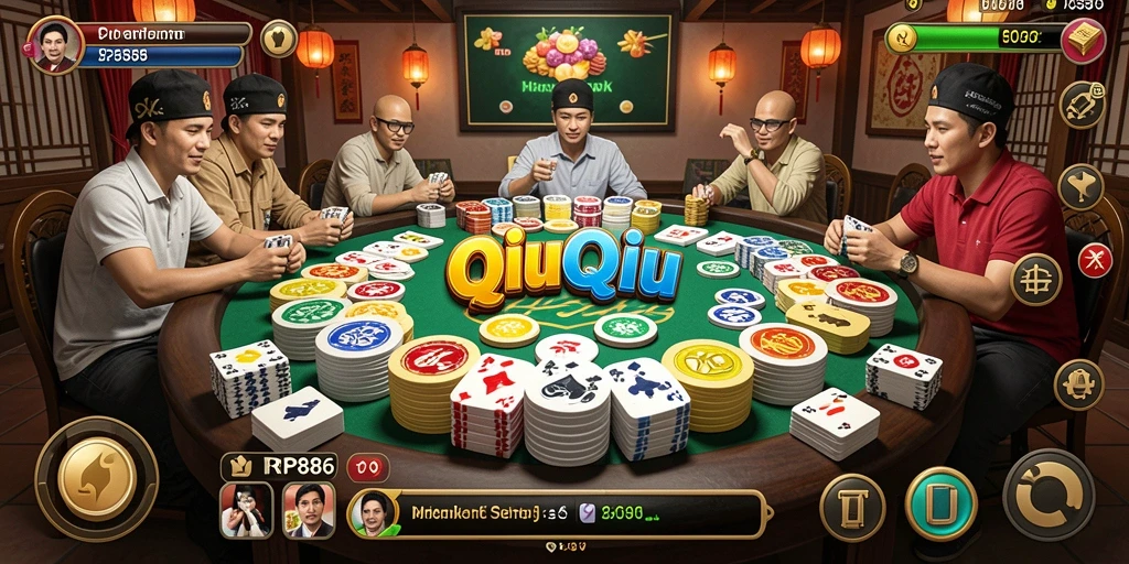 Gameplay seru dalam permainan QiuQiu RP886.