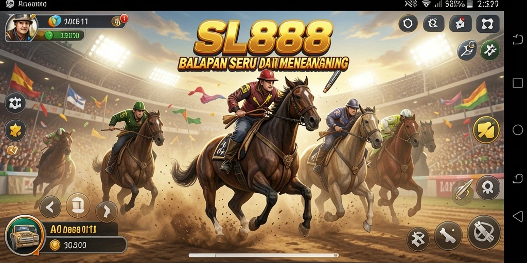 Tampilan gameplay SL888 dengan balapan yang cepat dan mendebarkan.