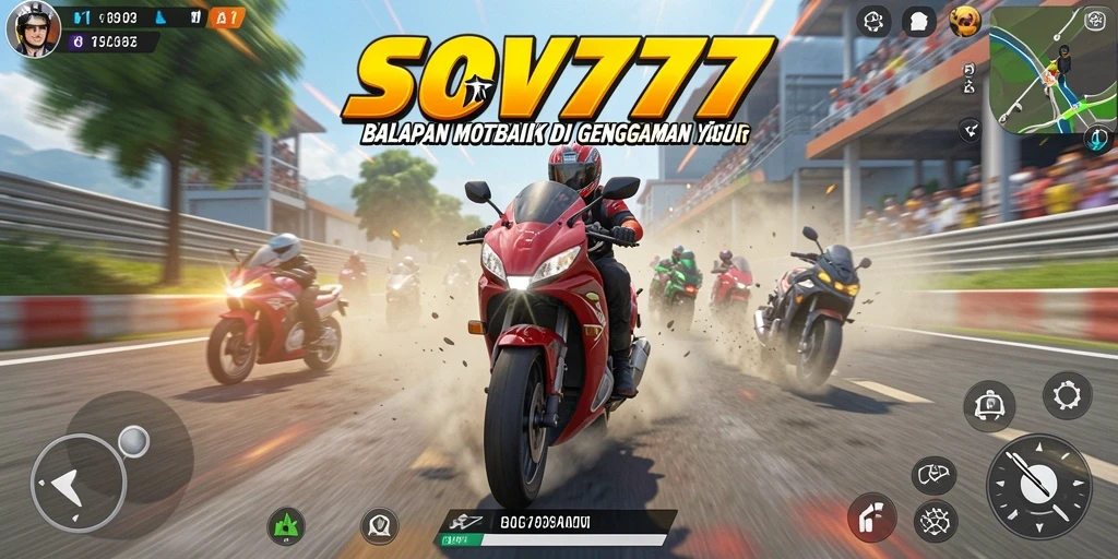Gambar tampilan gameplay balapan motor yang mendebarkan di SOV777.