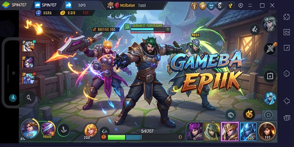 Gameplay seru SPIN707 dengan pertarungan MOBA yang intens.