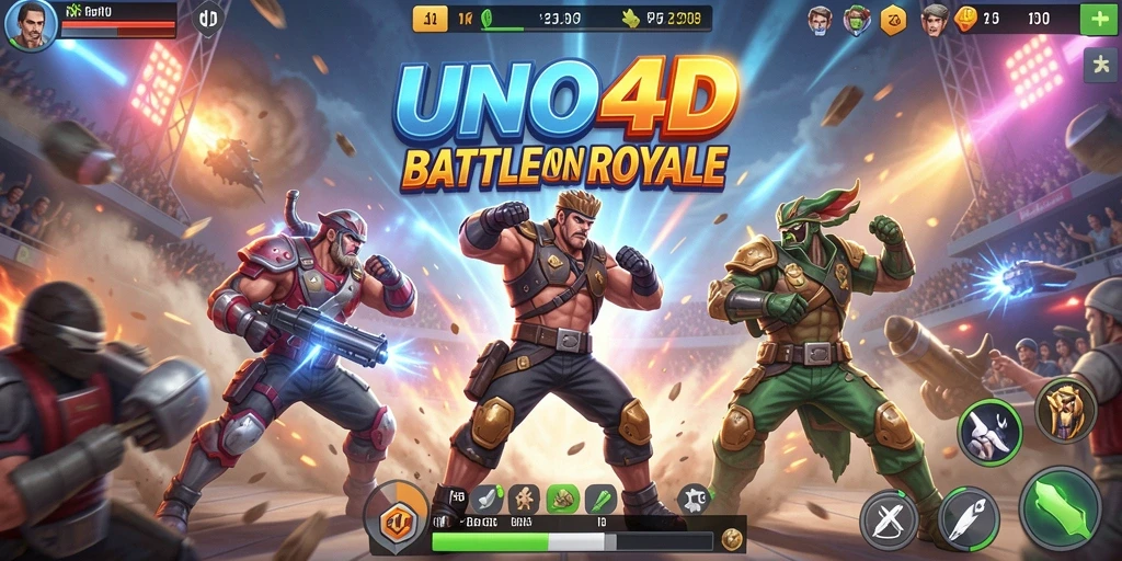 Tampilan gameplay mendebarkan dari pertandingan Battle Royale UNO4D.