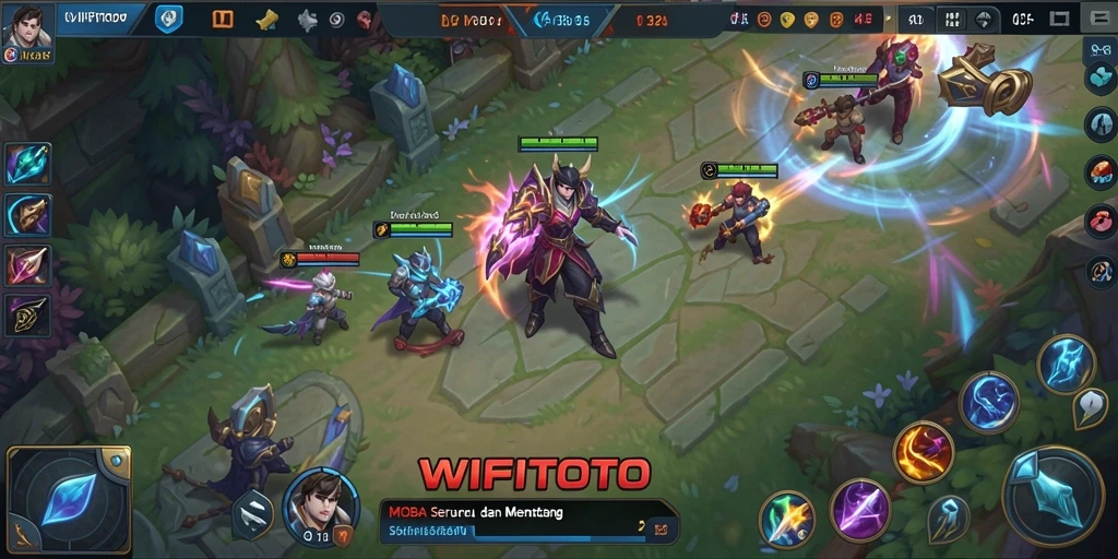 Screenshot gameplay WIFITOTO memperlihatkan pertempuran seru antar tim.
