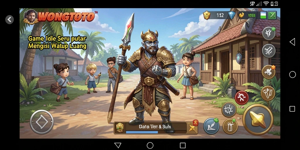 Screenshot gameplay WONGTOTO dengan tampilan karakter Idle.